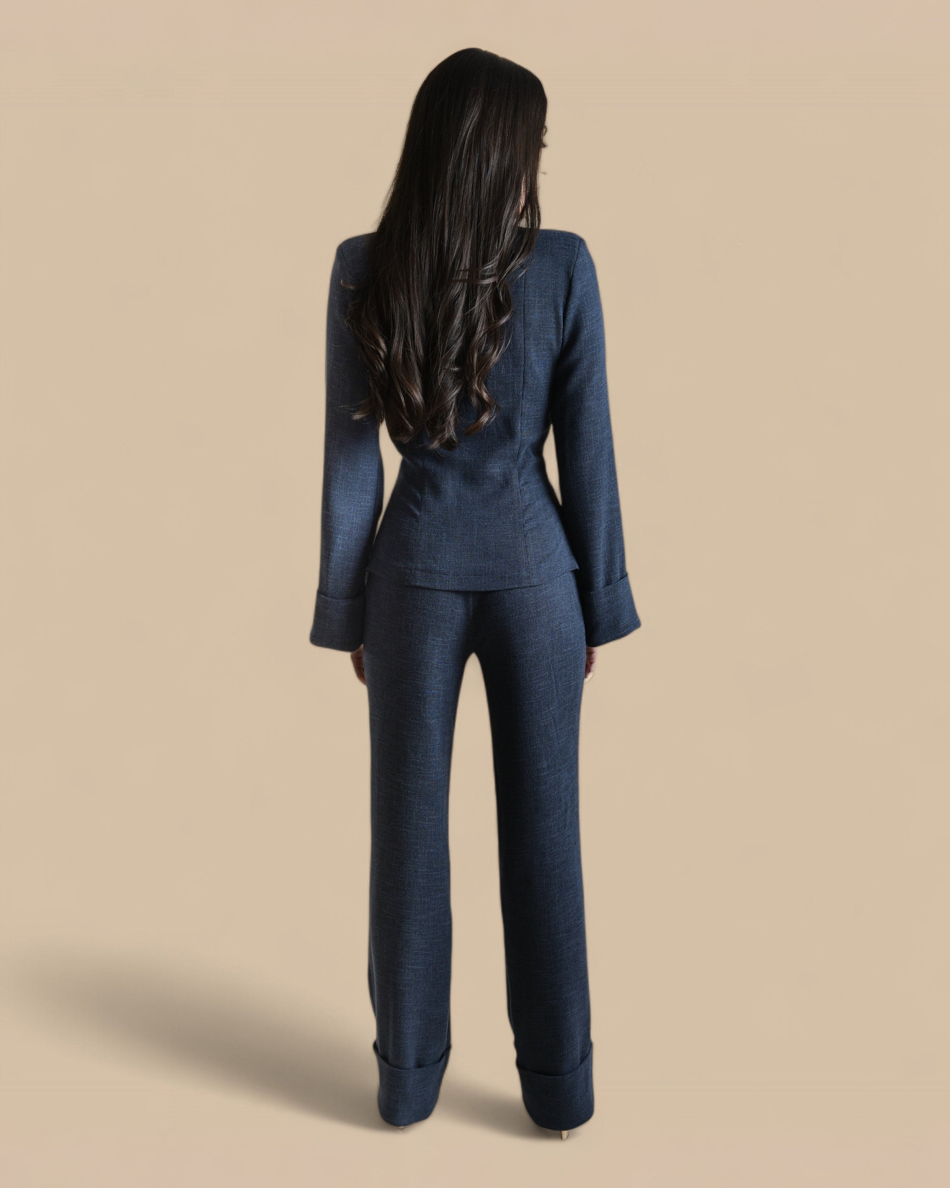 Tailored Flared Blazer and Wide-Leg Trouser Set - ATHENA