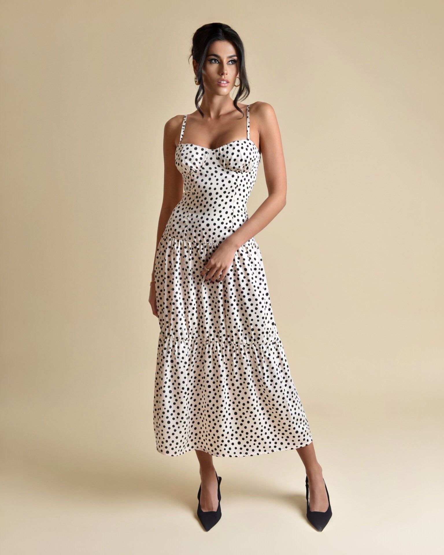 Bustier Midi Dress with Delicate Straps - APHRODITE