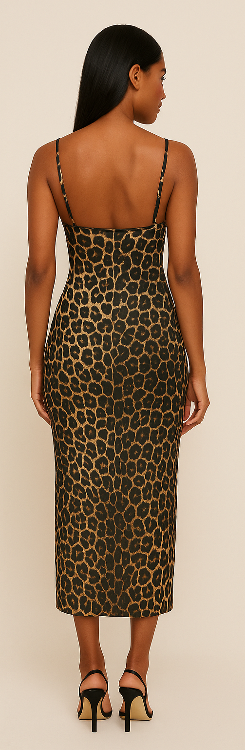 Safari Whisper Maxi - Animal-Print Sweet Heart Maxi Dress