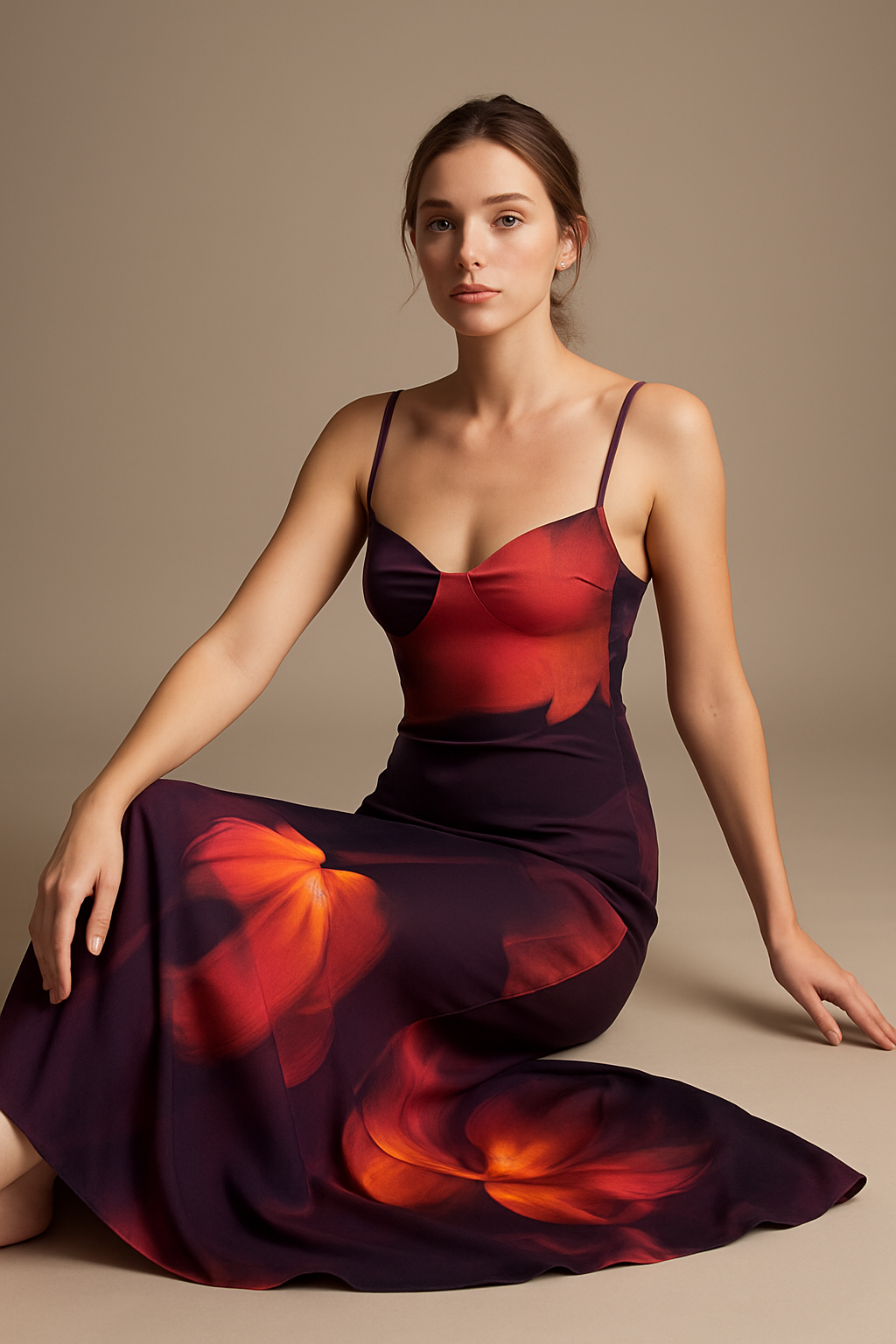 Floral Printed Maxi Slip Dress - Eclipse Blossom