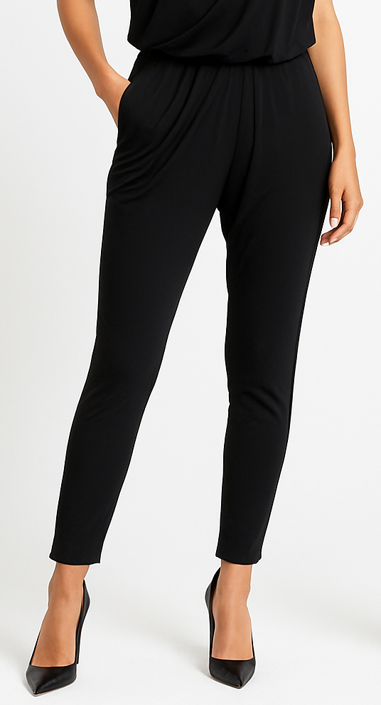 Noir Sculpt Jumpsuit - Black One-Shoulder Draped Jumpsuit