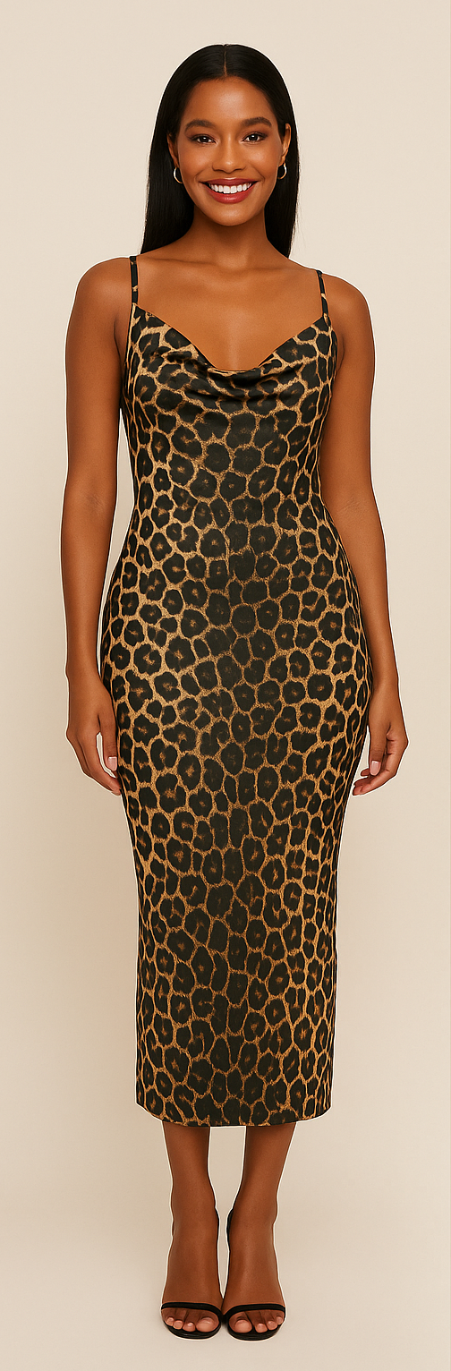 Safari Whisper Maxi - Animal-Print Sweet Heart Maxi Dress